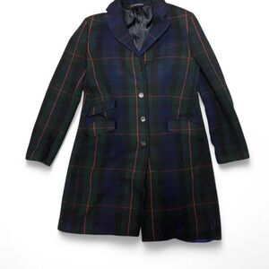 Paul Smith Green and Blue Trench Coat Classic Tartan Design